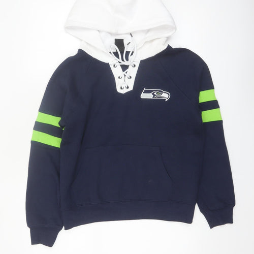 NFL Team Apparel Women's Navy Seahawks Lace-Up Hoodie Size S