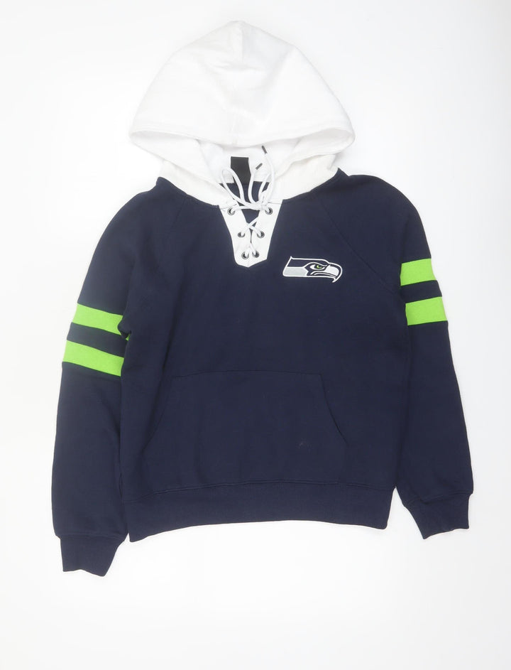 NFL Team Apparel Women's Navy Seahawks Lace-Up Hoodie Size S