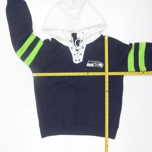 NFL Team Apparel Women's Navy Seahawks Lace-Up Hoodie Size S