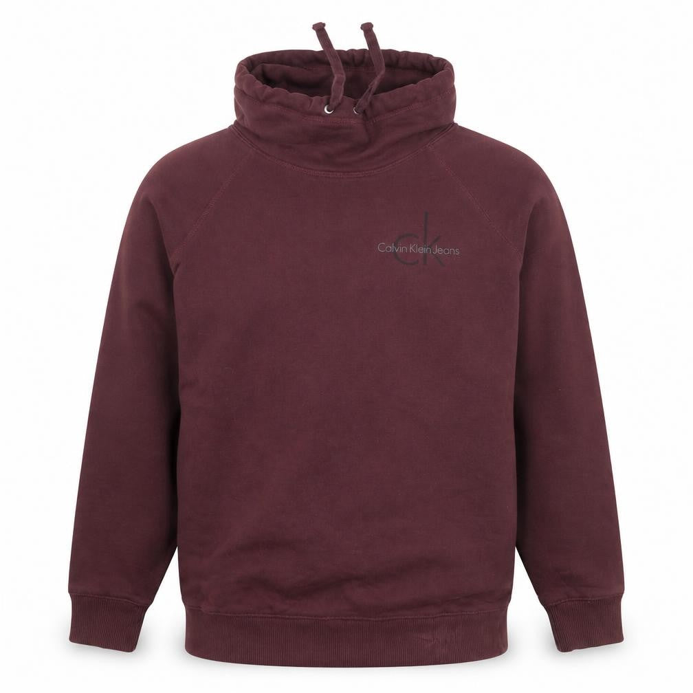 Front view of Calvin Klein Jeans Men’s Brown High Neck Sweatshirt M Pullover Fleece