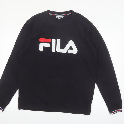 FILA Men's Black Crew Neck Logo Pullover Sweatshirt Size M