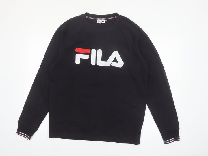 FILA Men's Black Crew Neck Logo Pullover Sweatshirt Size M