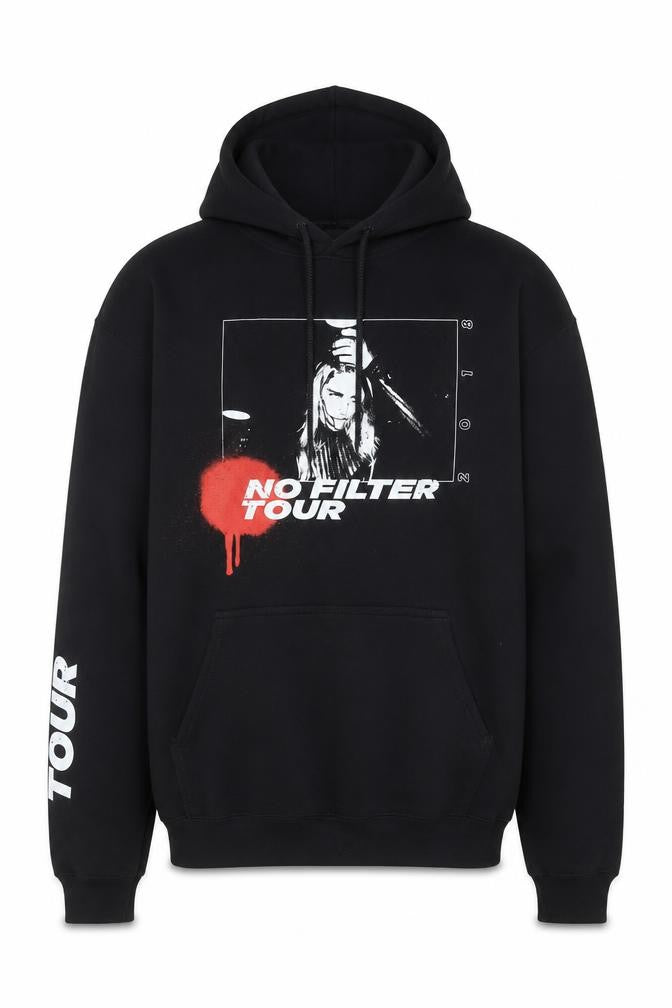 Front view of Port & Company Men's Black No Filter Tour Pullover Hoodie Small