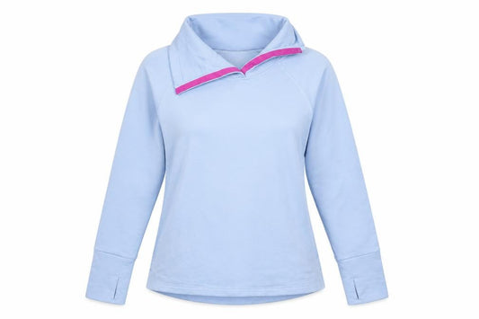 Front view of Champion Women Blue Pullover Sweatshirt, size L, Warm Control