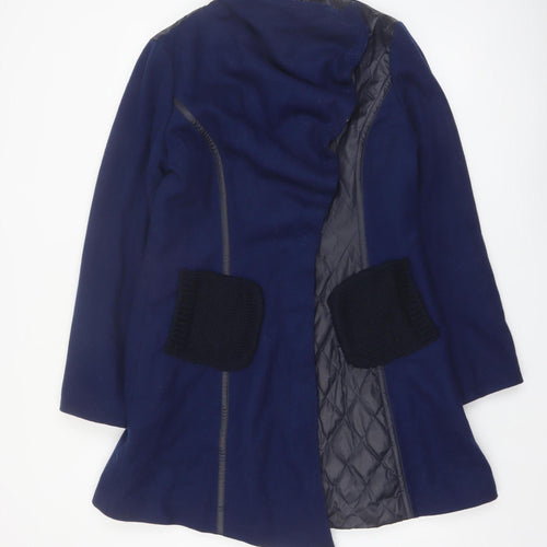 St-Martins Women’s Blue Wool Blend Mid-Length Coat Size 14