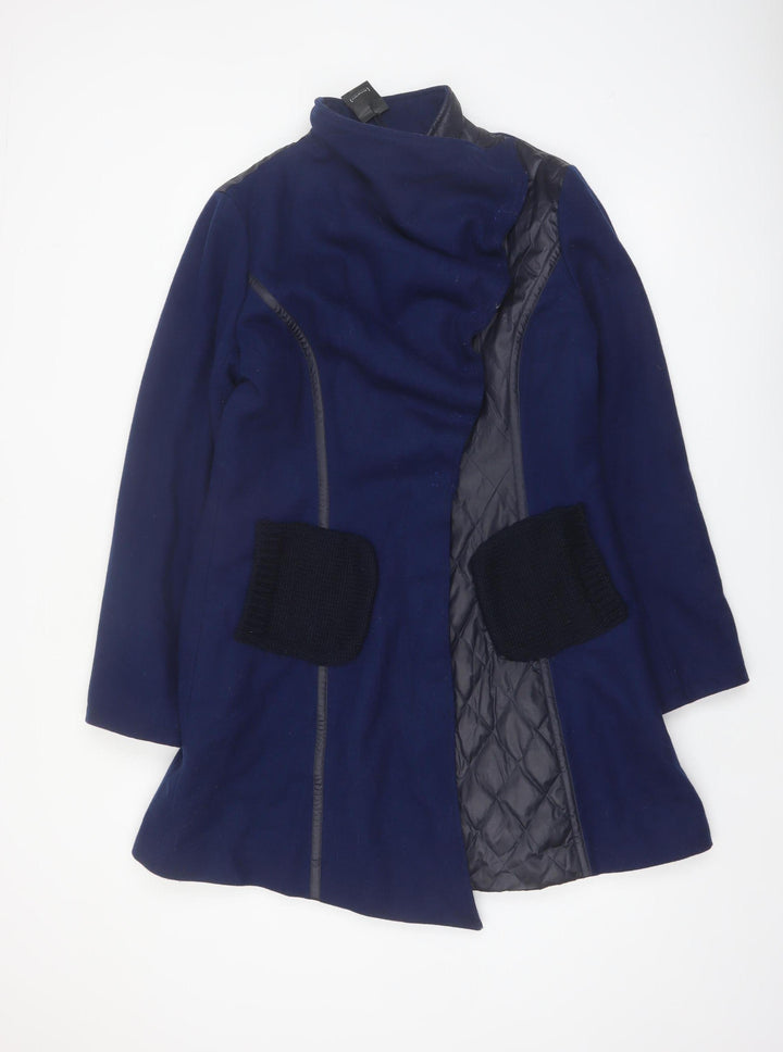 St-Martins Women’s Blue Wool Blend Mid-Length Coat Size 14