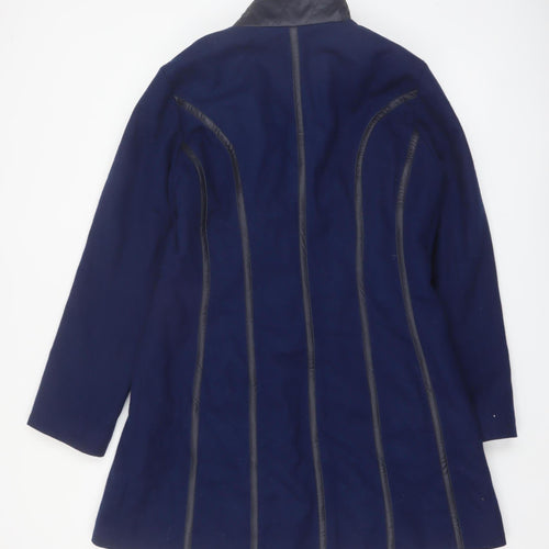 St-Martins Women’s Blue Wool Blend Mid-Length Coat Size 14