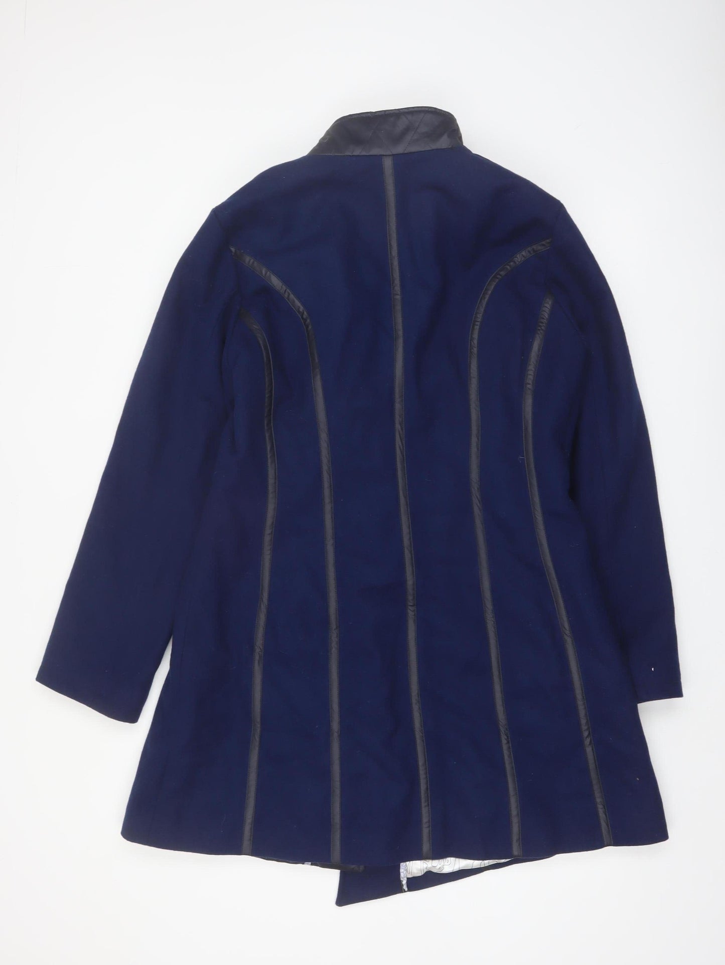St-Martins Women’s Blue Wool Blend Mid-Length Coat Size 14