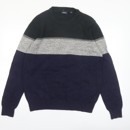 IZOD Men's Multicoloured Cotton Crew Neck Pullover Jumper L