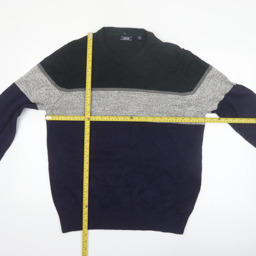 IZOD Men's Multicoloured Cotton Crew Neck Pullover Jumper L