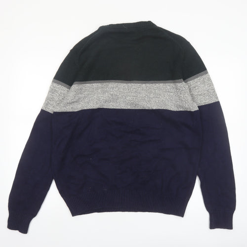 IZOD Men's Multicoloured Cotton Crew Neck Pullover Jumper L