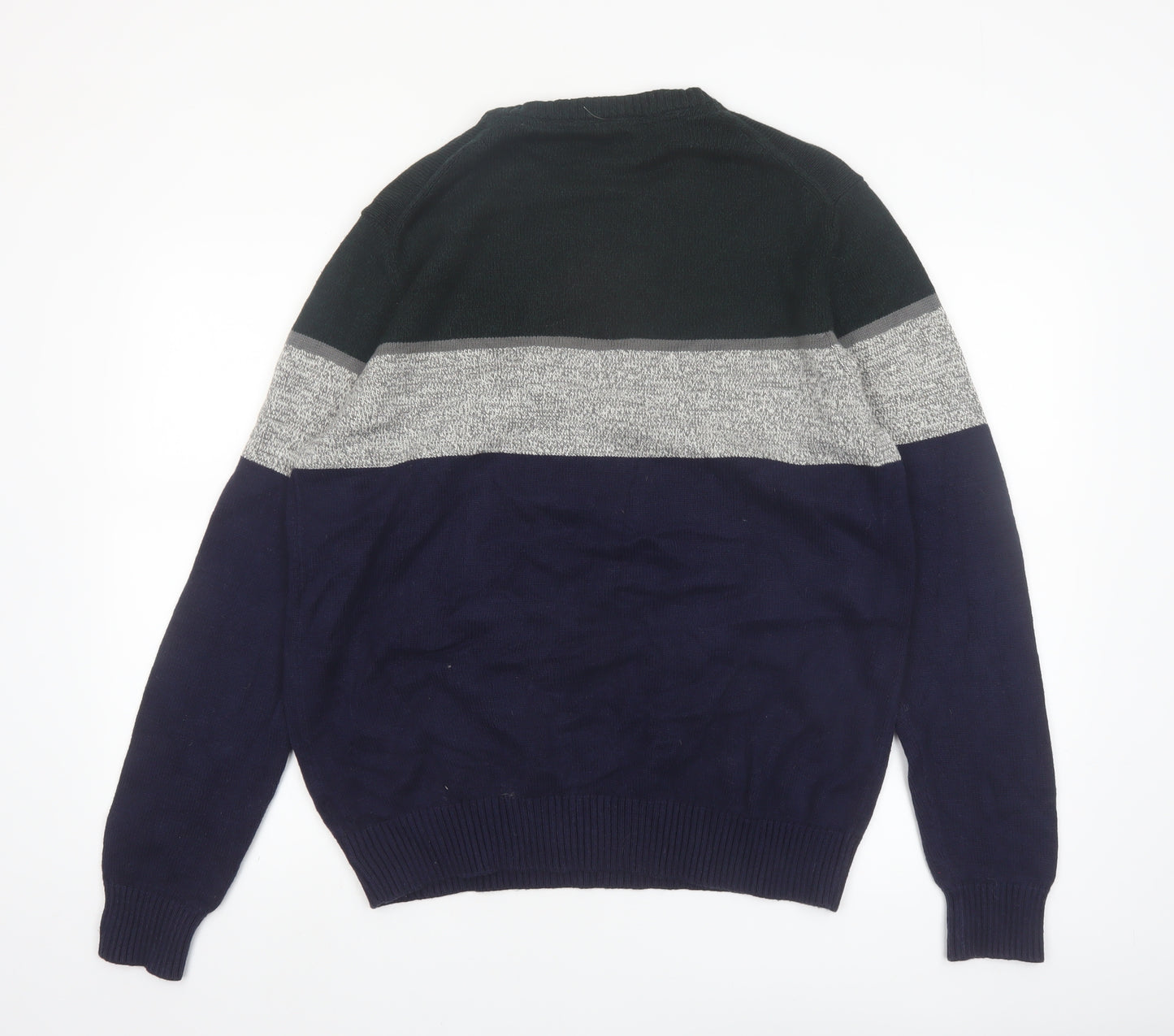 IZOD Men's Multicoloured Cotton Crew Neck Pullover Jumper L