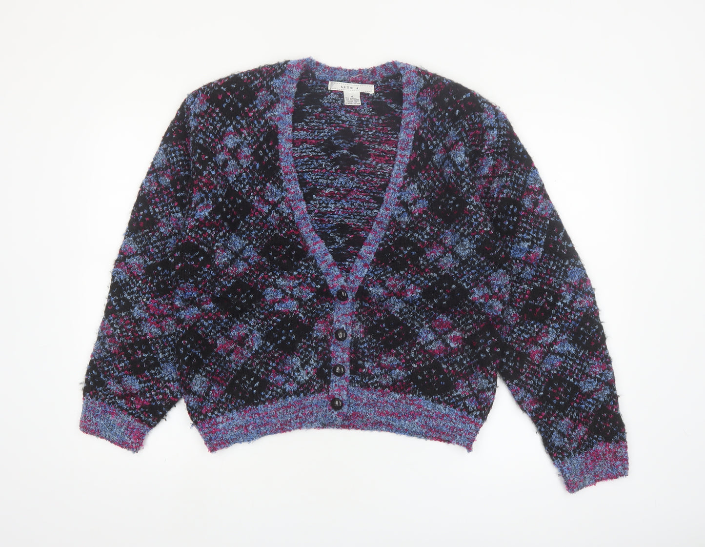 Lise J. Women's Multicoloured Chunky Knit V-Neck Cardigan M