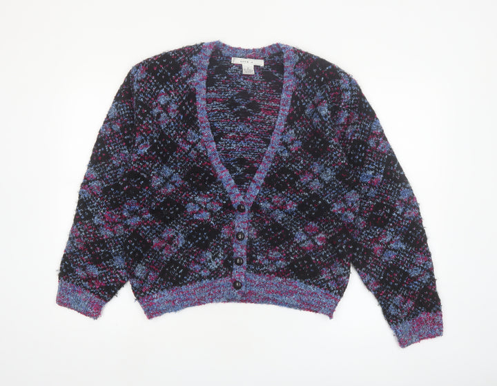 Lise J. Women's Multicoloured Chunky Knit V-Neck Cardigan M