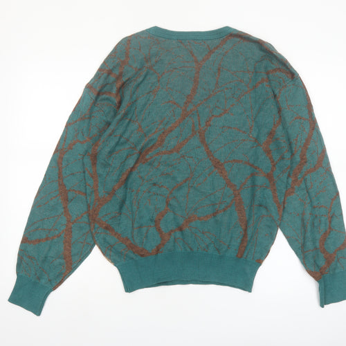 Gran Signore Women's Green Animal Print Cotton Blend Jumper M