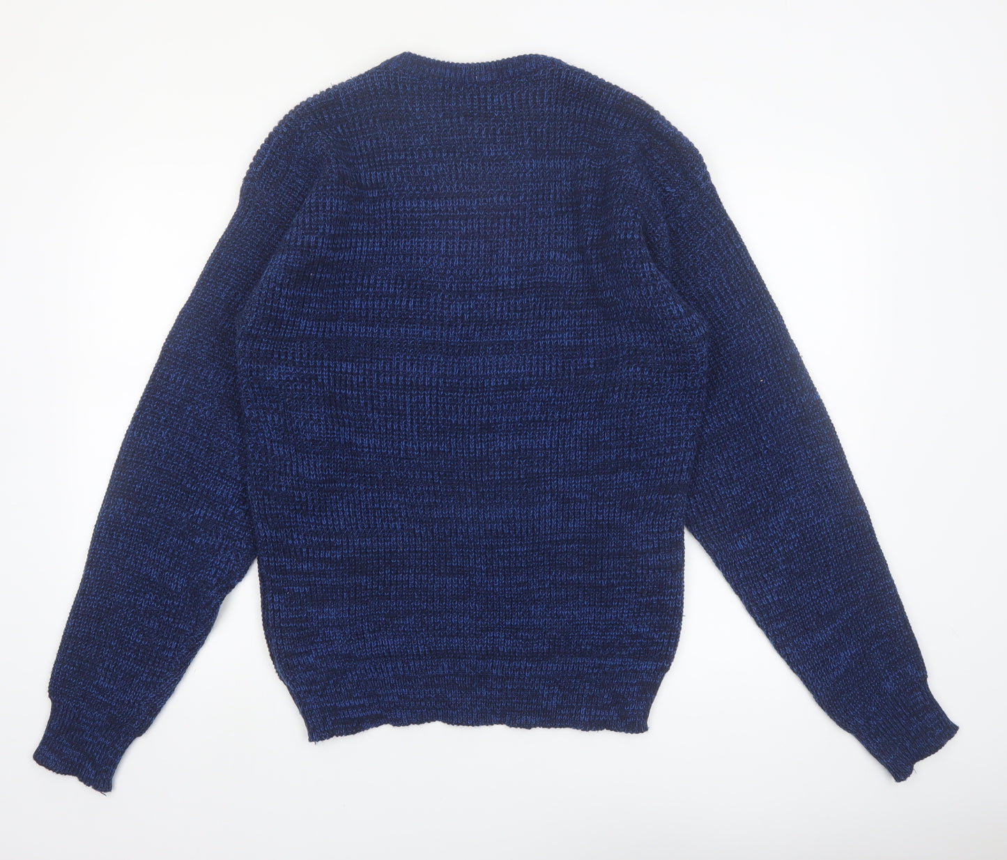 Wrangler Men Blue Chunky Knit Acrylic Crew Neck Jumper Large