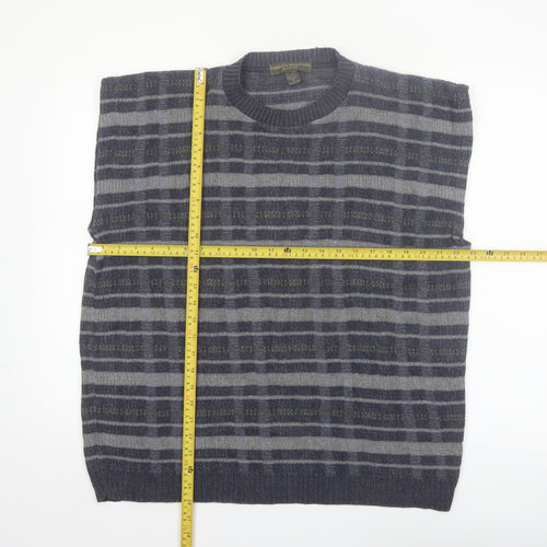 Liberty Sweaters Men's Grey Check Sleeveless Knit Vest M