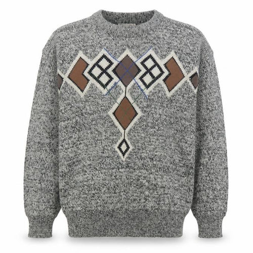 Gioni Designs Men's Grey Argyle Acrylic Knit Jumper M