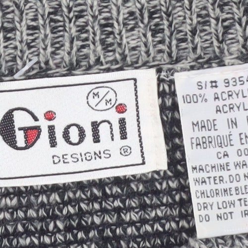 Gioni Designs Men's Grey Argyle Acrylic Knit Jumper M