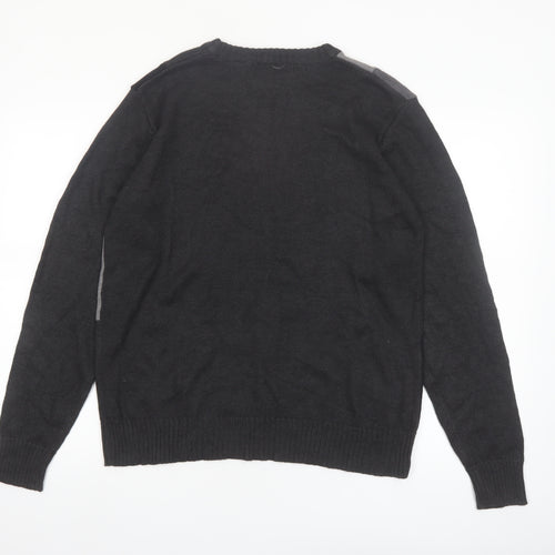 Oscar de la Renta Men's Grey Check Cotton Pullover Jumper M