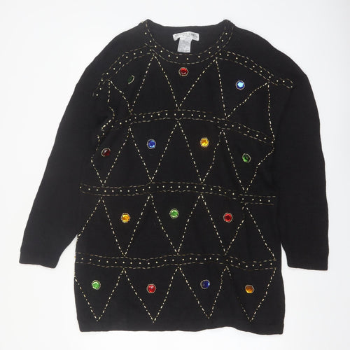 Victoria Jones Woman Black Jewel Embellished Knit Jumper XL