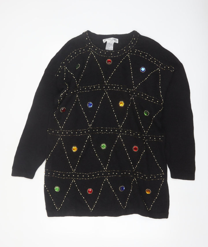 Victoria Jones Woman Black Jewel Embellished Knit Jumper XL