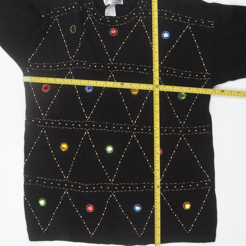 Victoria Jones Woman Black Jewel Embellished Knit Jumper XL