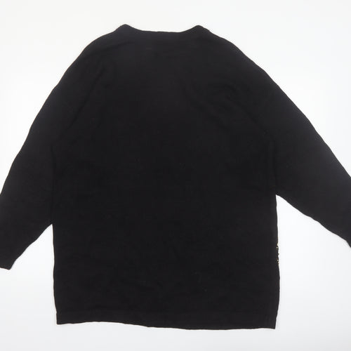 Victoria Jones Woman Black Jewel Embellished Knit Jumper XL