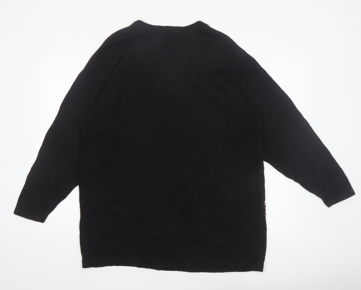 Victoria Jones Woman Black Jewel Embellished Knit Jumper XL