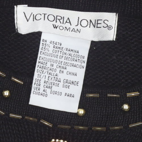 Victoria Jones Woman Black Jewel Embellished Knit Jumper XL