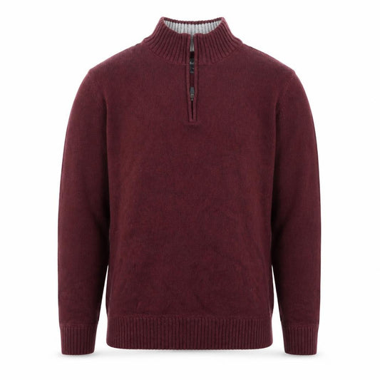 Front view of Eddie Bauer Men's Red Cotton 1/2 Zip High Neck Jumper, size 2XL