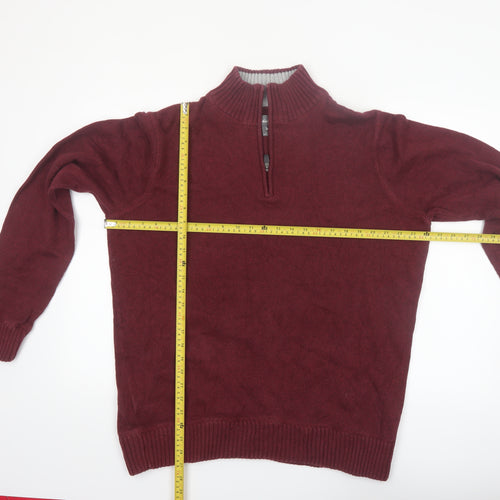 Eddie Bauer Men's Red Cotton 1/2 Zip High Neck Jumper Size 2XL