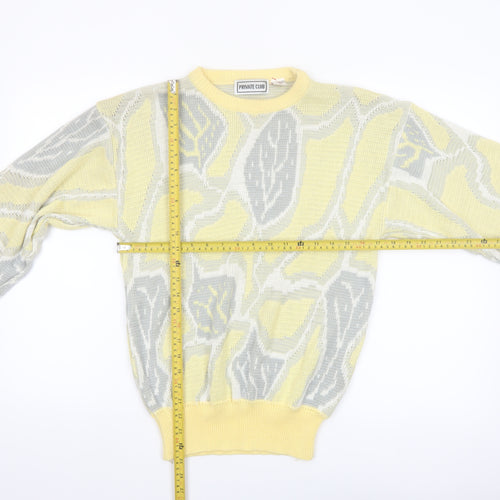 Private Club Womens Yellow Geometric Acrylic Pullover Jumper M