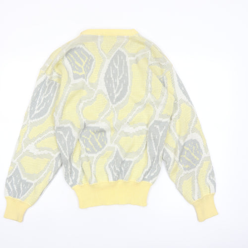 Private Club Womens Yellow Geometric Acrylic Pullover Jumper M