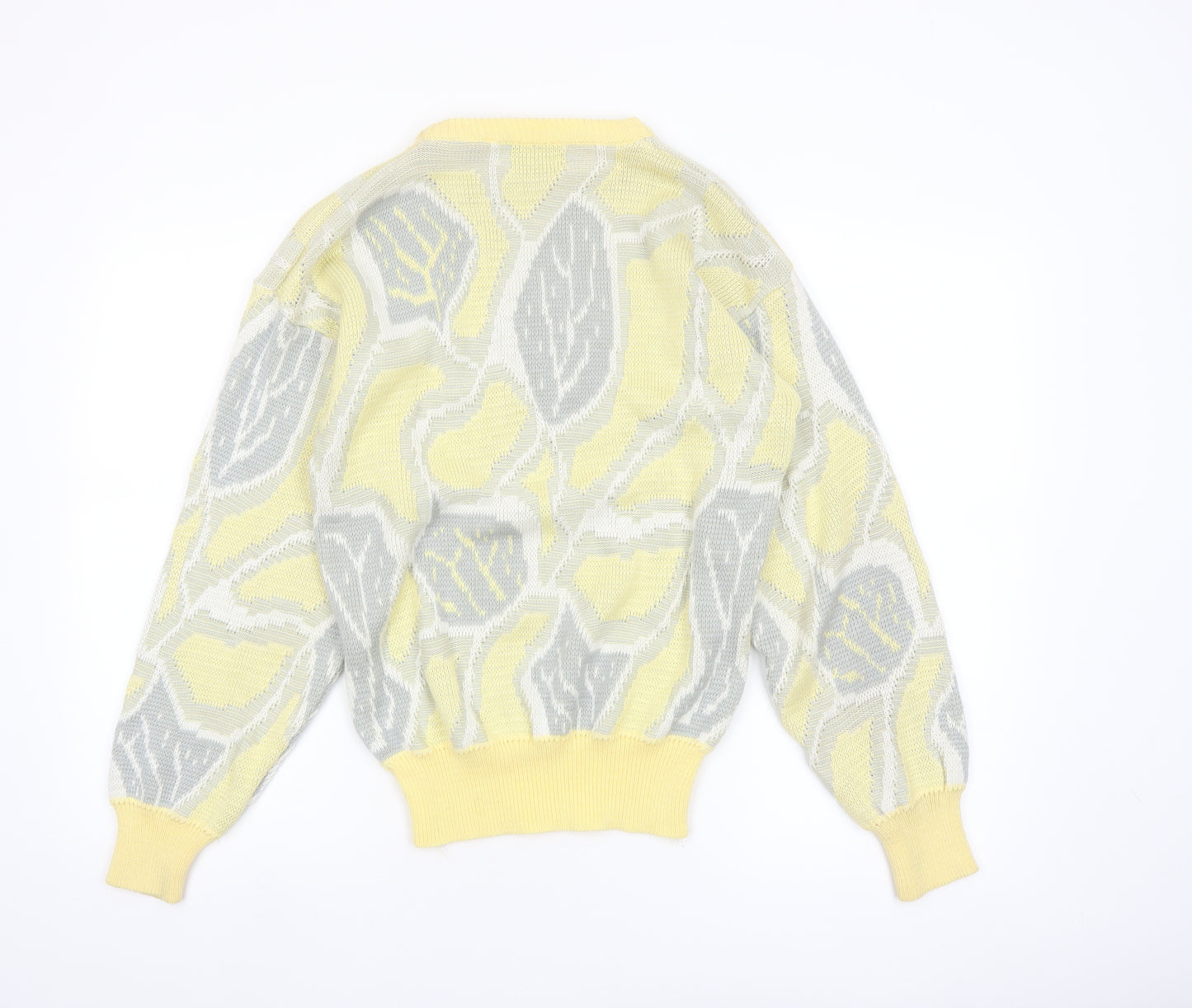 Private Club Womens Yellow Geometric Acrylic Pullover Jumper M