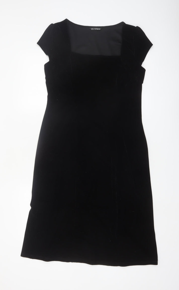 Marks and Spencer Women’s Black Velvet Sheath Dress Size 14