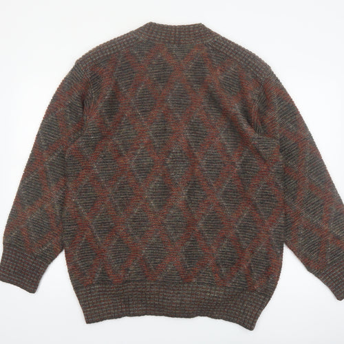 Dama Men's Brown Wool Argyle Knit Cardigan Size L