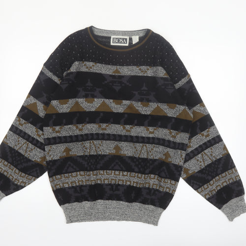 Bosa Men's Multicoloured Geometric Knit Wool Blend Pullover Jumper M