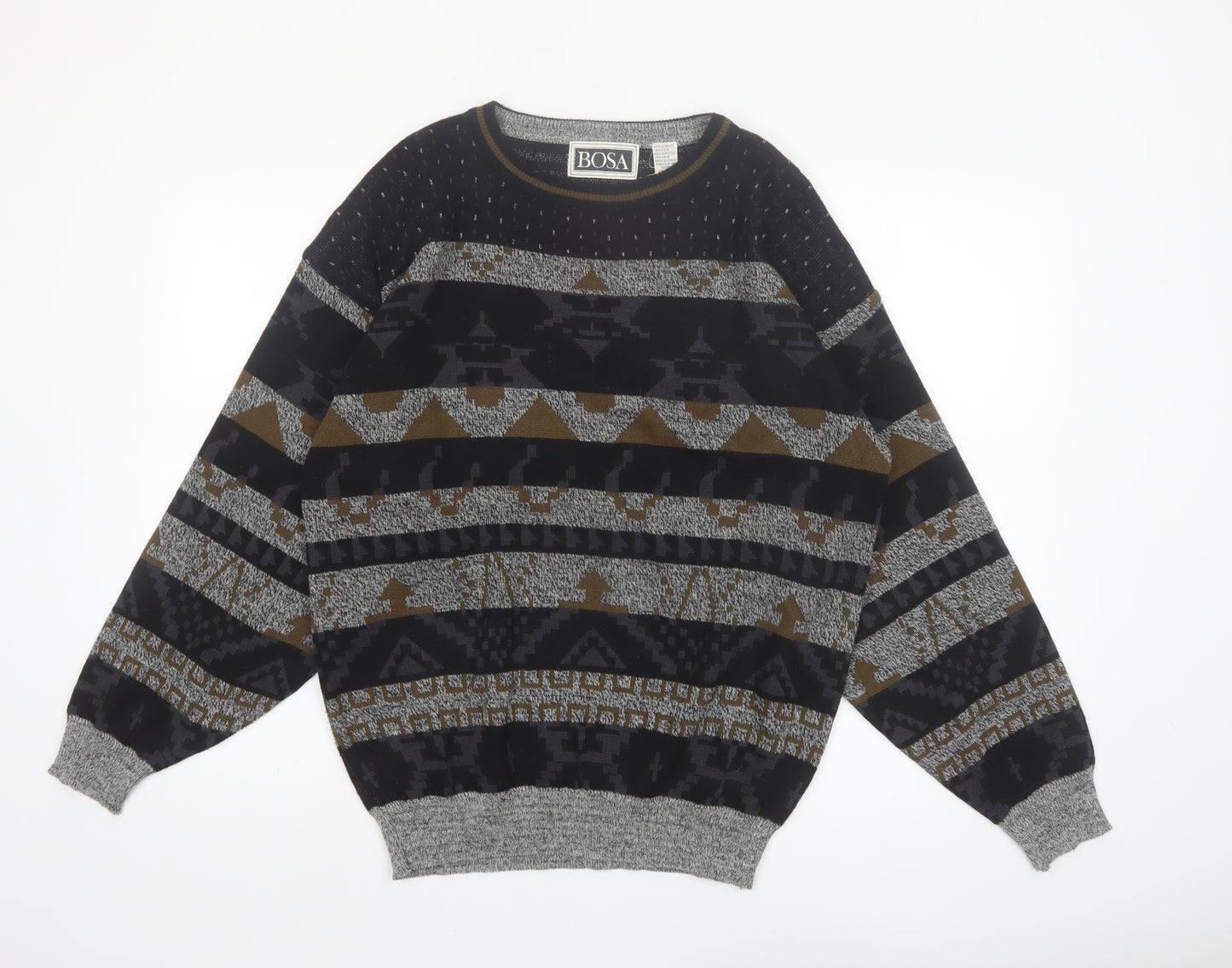 Bosa Men's Multicoloured Geometric Knit Wool Blend Pullover Jumper M