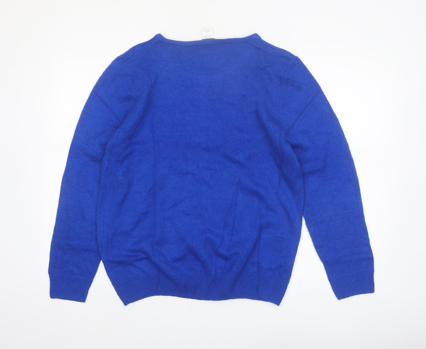 Salon Studio Women's Blue Beaded Crew Neck Long Sleeve Jumper Size L