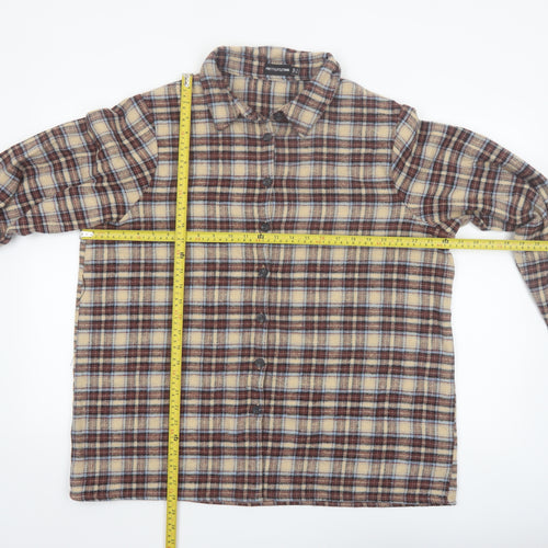 PrettyLittleThing Women Beige Checked Flannel Jacket Size 6