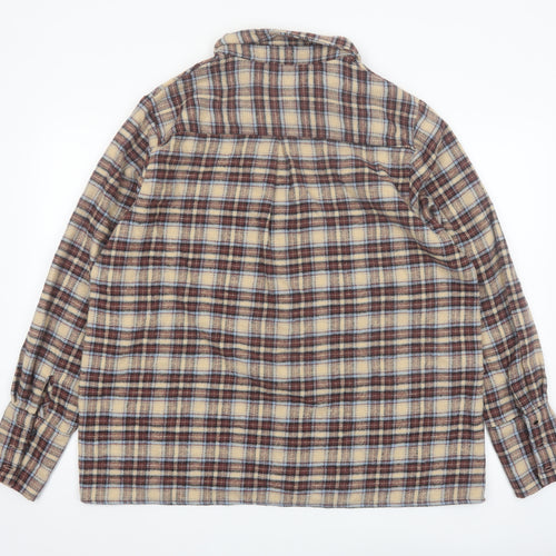 PrettyLittleThing Women Beige Checked Flannel Jacket Size 6