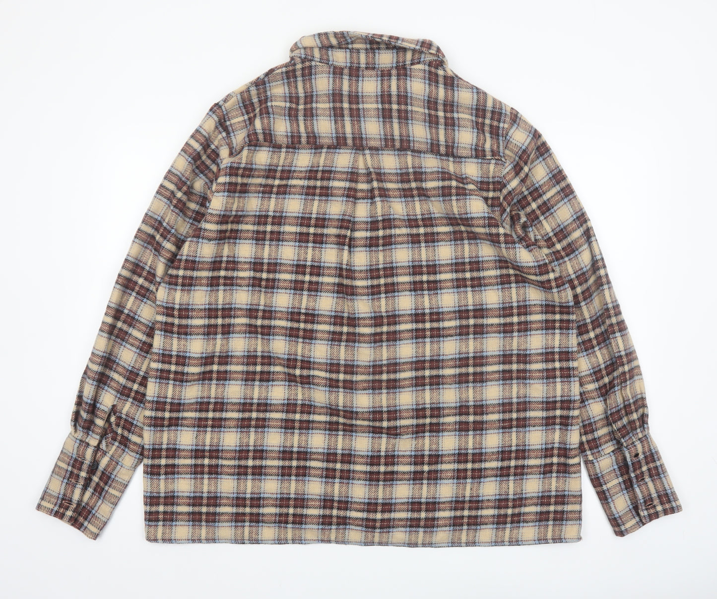 PrettyLittleThing Women Beige Checked Flannel Jacket Size 6