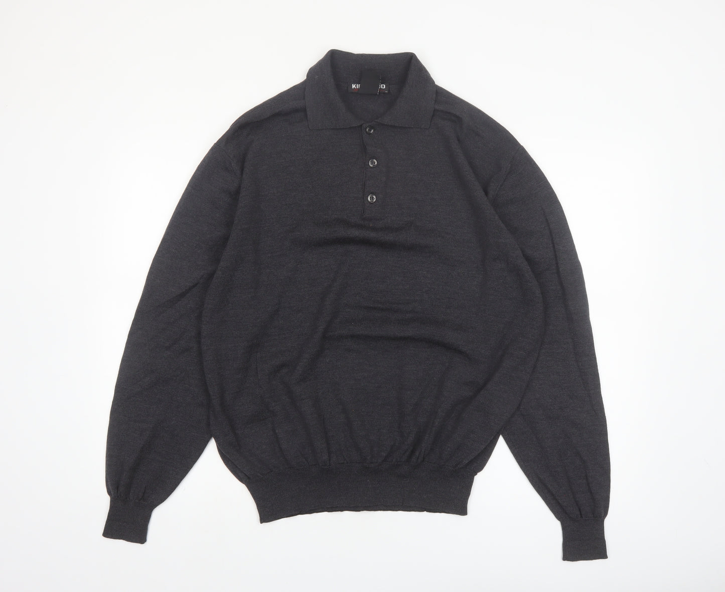 Kirkland Signature Men's Black Merino Wool Collared Henley Jumper XL