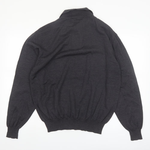 Kirkland Signature Men's Black Merino Wool Collared Henley Jumper XL