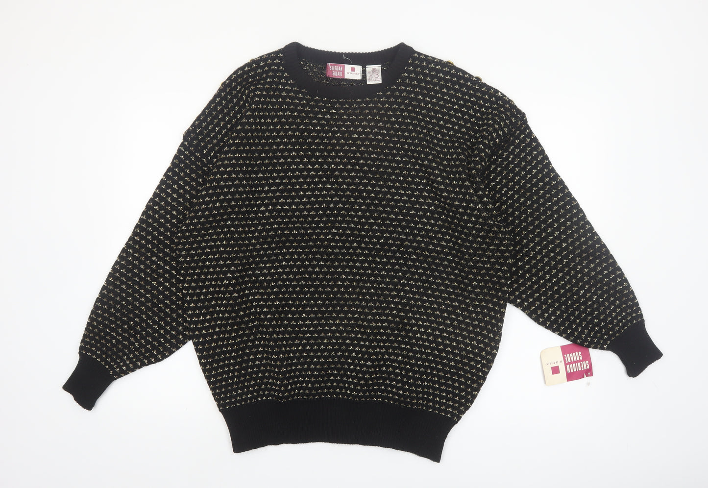 Sheridan Square Women Black Metallic Knit Jumper Size 14 Plus