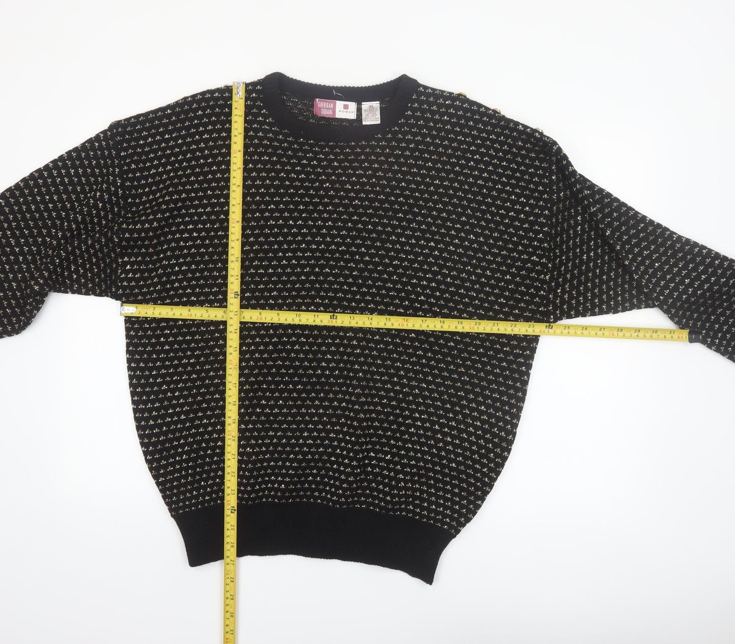 Sheridan Square Women Black Metallic Knit Jumper Size 14 Plus