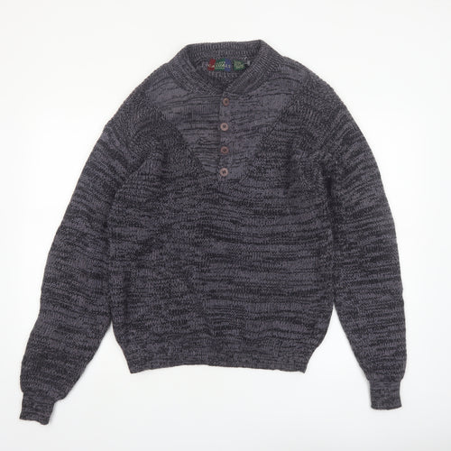 J.B. Buck Casuals Men's Grey Henley Knit Jumper Size M