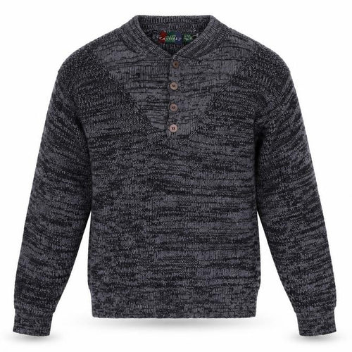 J.B. Buck Casuals Men's Grey Henley Knit Jumper Size M