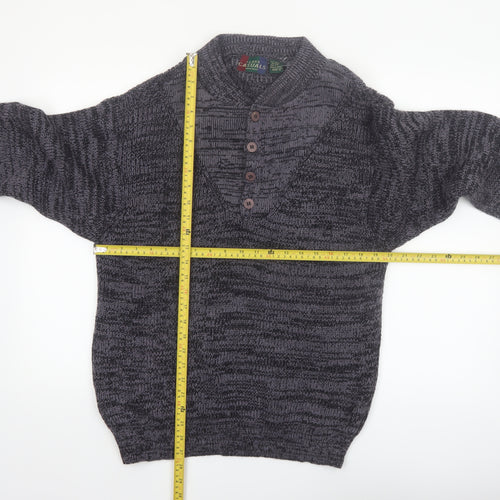 J.B. Buck Casuals Men's Grey Henley Knit Jumper Size M